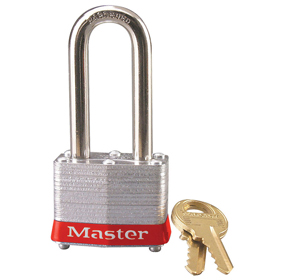 Masterlock 3LHRED, Red Laminated Steel Safety Padlock, 1-9/16in (40MM) Wide, 2"/50MM Shackle Height